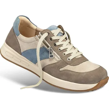 Pánská zdravotní obuv Pánské tenisky se šněrováním a zipem, hladká useň, písková, velikost: 41