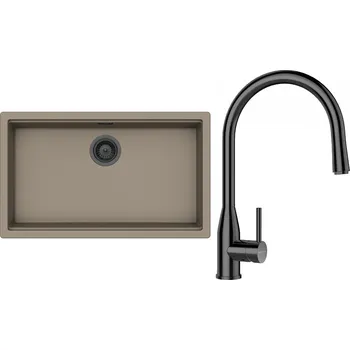 Granitový dřez Set Schock S29-10 (dřez Kiruna N-100XL Twilight + baterie Kavus.120 Gunmetal + komponenty Gunmetal)