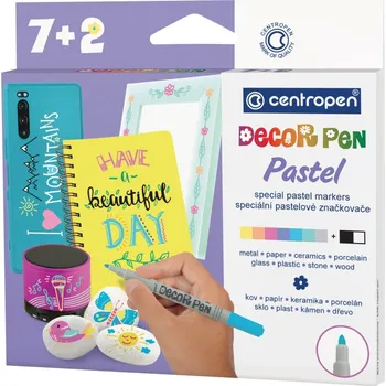 Anděl Přerov Značkovače DECORPEN PASTEL na kov,sklo,plast,keramiku,kámen 8+1 ks CENTROPEN