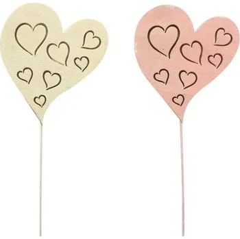 Zápich dřevěný 8cm Srdce mix 947013