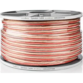 Audio kabel Nedis reproduktorový kabel 2 x 4 mm měděný, transparentní, 100 m cívka (CABR4000TR1000)