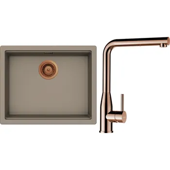 Granitový dřez Set Schock S28-19 (dřez Kiruna N-100L Twilight + baterie Keto.120 Měď + komponenty Měď)