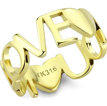 Prsten Šperky4U Zlacený ocelový prsten LOVE - velikost 57 - AL-0083-57