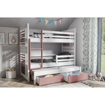 Postel Nabytek-dreveny.cz Patrová postel Roland 3 masiv Rozměr postele: 80x180 cm, Odstín postele: růžová