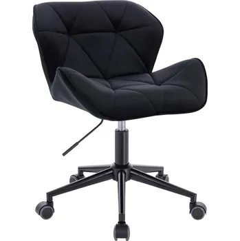 Otočné křeslo Horten velur na černé podstavě s kolečky - černé