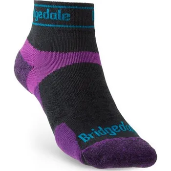 Dámské ponožky Dámské běžecké ponožky Bridgedale Trail Run Ultra Light T2 Merino Sport Low Womens charcoal/purple - L (7-8,5) / EU 41-43 / 25-27 cm
