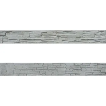 Plot Betonová deska plotová sokl, oboustranná – 200 x 25 cm, štípaný a skládaný kámen - šedý