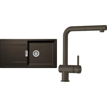 Granitový dřez Set Schock S9-2 (dřez Mono D-100L Bronze + baterie Epos.120 Bronze)