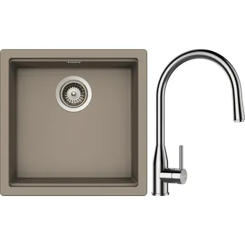 Granitový dřez Set Schock S27-7 (dřez Kiruna N-100 Twilight + baterie Kavus.120 Nerez + komponenty Nerez)