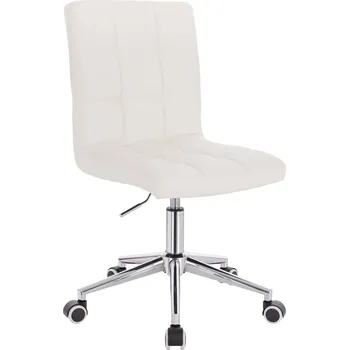 Otočné křeslo ekokůže Vestland na stříbrné podstavě s kolečky - bílé