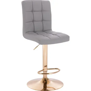 Barová židle ekokůže Vestland na zlatém talíři - šedé