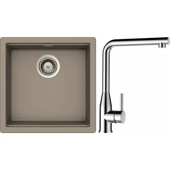 Granitový dřez Set Schock S27-12 (dřez Kiruna N-100 Twilight + baterie Keto Masivní nerezová ocel + komponenty Nerez)