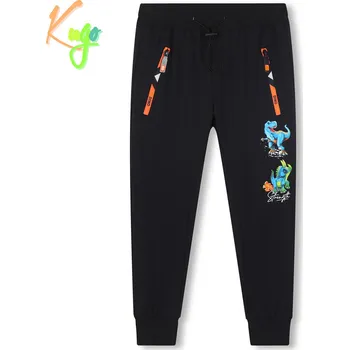 Chlapecké tepláky - KUGO JT8501, tmavě modrá / oranžové zipy Barva: Modrá tmavě, Velikost: 104