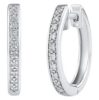 Náušnice Diamantové náušnice kruhy (0,07 ct) Deborah v bílém zlatě 13 mm DNN3685EGW