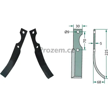 Frézovací klenutý nůž levý pro Honda, 70/9/225 mm