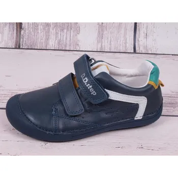 Dívčí bačkory D.D.step Celoroční kožené boty obuv BAREFOOT D. D. step S063-397A tm. modré velikost: 25