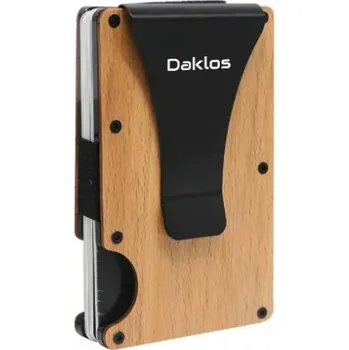 Peněženka DAKLOS Wood RFID bezpečnostní dřevěná mini peněženka s klipem bambus