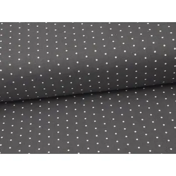 Mirtex Plátno DOMESTIK 145/20109-6 Šedý podklad Puntíky 2mm šíře 150cm Zbytková metráž