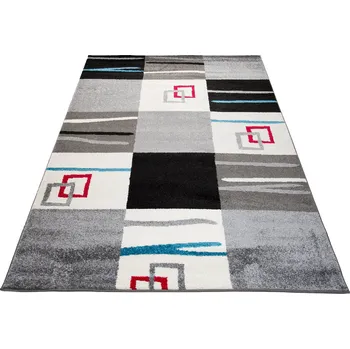 Koberec Moderní koberec Jawa - čtverce 6 - šedý/černý Rozměr koberce: 200x290 cm