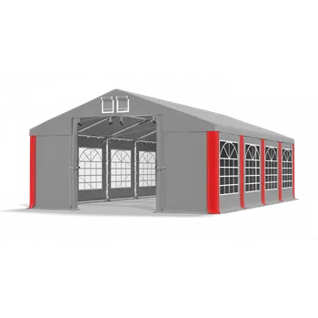 Zahradní stan Párty stan 5x18x2m střecha PVC 560g/m2 boky PVC 500g/m2 konstrukce ZIMA PLUS Šedá Šedá Červená