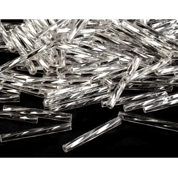 Dětské navlékací korálky Rokajl PRECIOSA - čípky stříbrná kroucená > 35mm/20ks