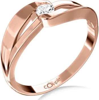 Šperk Couple, Podmanivý zásnubní prsten Rosa, růžové zlato se zirkonem, vel. 49, prům. 15.6 mm, 585-66-1-0237.4C00.0.49.001