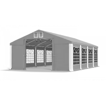 Zahradní stan Párty stan 4x50x2,5m střecha PVC 560g/m2 boky PVC 500g/m2 konstrukce ZIMA PLUS Šedá Šedá Bílá
