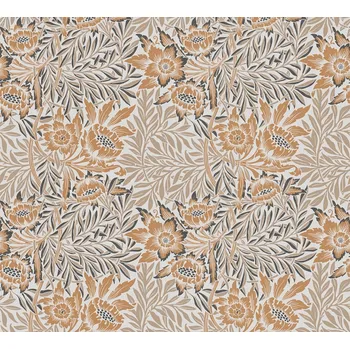 Tapeta A.S. Création | Vliesová tapeta na zeď ART OF EDEN 39058-2 | 0,53 x 10,05 m | bílá, béžová, oranžová, hnědá + Bílá, béžová, oranžová, hnědá vliesová tapeta na stěnu 390582 v rozměru 0,53 x 10,05 m