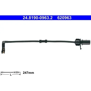 Brzdová destička Výstražný kontakt, opotřebení obložení ATE 24.8190-0963.2