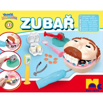 Modelovací hmota Mac Toys Modelína malý zubař set hlava s vrtačkou na baterie s nástroji plast