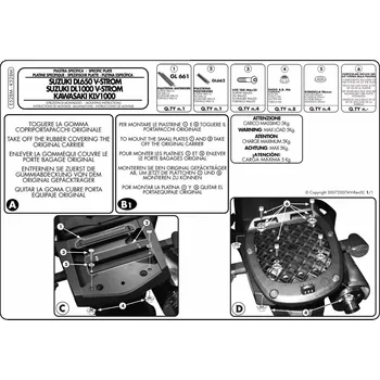 Nosič na motocykl a skútr Kappa K528M Nosič zadního kufru pro kufry MONOLOCK KAWASAKI KLV 1000 (04-09), SUZUKI DL 1000 V Strom (02-11), SUZUKI DL 650 V Strom (04-11) SUZUKI DL 650 V STROM rok 04-10