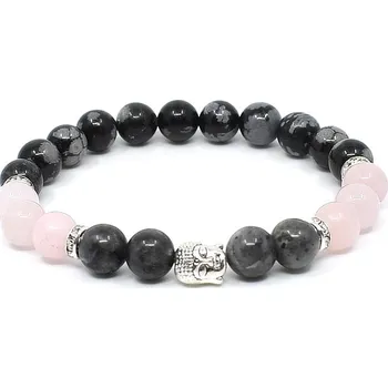 Náramek Mijabijoux Náramek z minerálů obsidián, růženín a labradorit MB00281