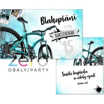Přání s textem narozeninové 15 + obálka - kolo