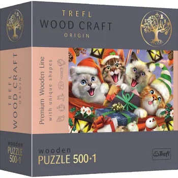Hračka TREFL Wood Craft Origin puzzle Vánoční kočky 501 dílků