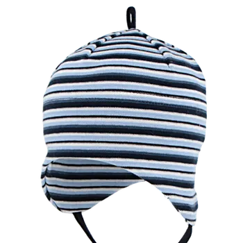 Kojenecké oblečení RDX Chlapecká kojenecká čepice vázací s proužky Modré proužky Vel. 00