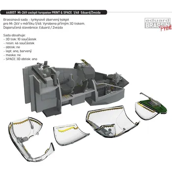 Plastikový model Eduard 1/48 Mi-24V cockpit turquoise PRINT & SPACE (EDUARD/ZVEZDA)