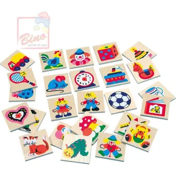 Dřevěná hračka Bino DŘEVO Obrázkové identifikační značky dětské jmenovky set 25ks