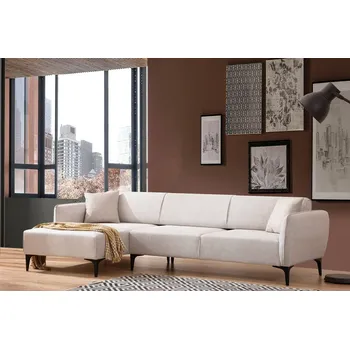 Sedací souprava Designová rohová sedačka Beasley 270 cm šedo-bílá - levá