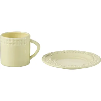 Žlutý keramický šálek s podšálkem Hella Yellow - 14*14*9 cm
