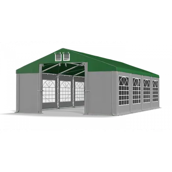 Zahradní stan Párty stan 4x60x2m střecha PVC 560g/m2 boky PVC 500g/m2 konstrukce ZIMA PLUS Zelená Šedá Šedá