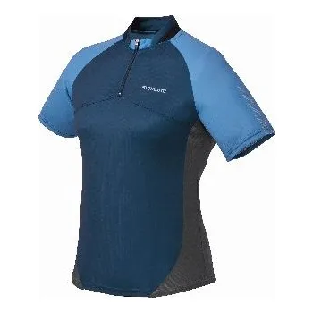 SHIMANO dámský dres krátký rukáv, modrá/zelená, S