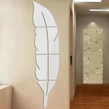 Samolepící dekorace Zrcadlové samolepky na zeď Feather 18 x 73 cm