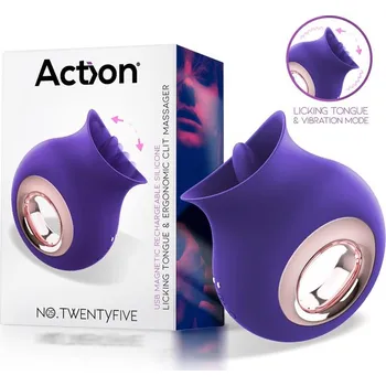 Vibrátor Action No. TwentyFive Licking Tongue Ergonomic Clitoris Massager Purple