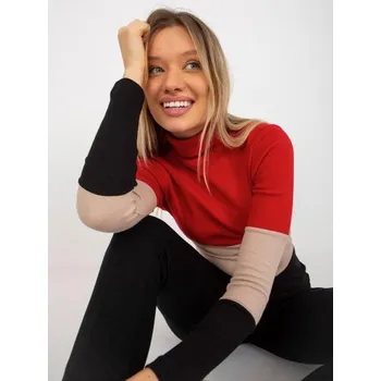 Dámský svetr Dámská halenka pruhovaná s rolákem MIDA červeno-černá