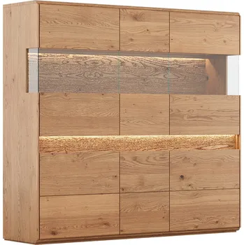 Knihovna Vitrína 3D se sklem nízká Divisione, dub, rozměr 164x152x44cm