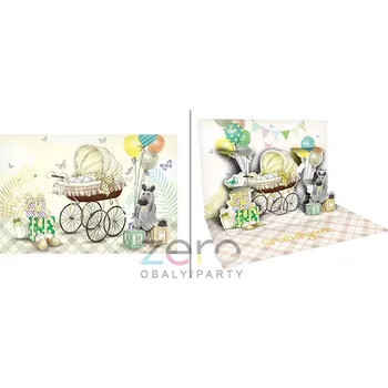 Přání s textem k narození 3D + obálka - univerzální