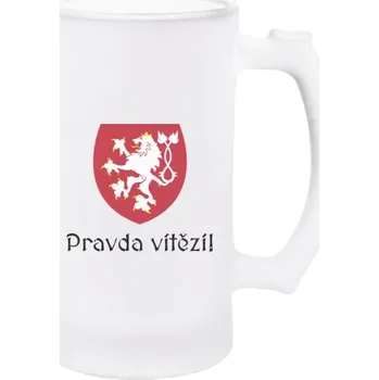 Sklenice Korbel na pivo - matné sklo s potiskem Český lev