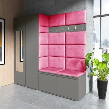 Předsíňová stěna Předsíňová stěna Emi 8 - grafit Barva panelů: Růžová - Trinity 10