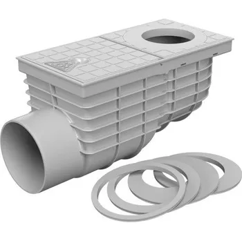 Kanalizační potrubí Kanalizační vpusť (gajgr) boční šedá DN 110 + redukční kroužky (KV 110 B s) CHUDĚJ (325 Ds)