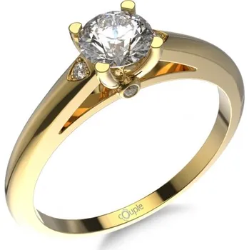 Šperk Couple, Klasický zásnubní prsten Katniss, žluté zlato se zirkony, vel. 48, prům. 15.3 mm, 585-52-1-0511.0Z00.0.48.001